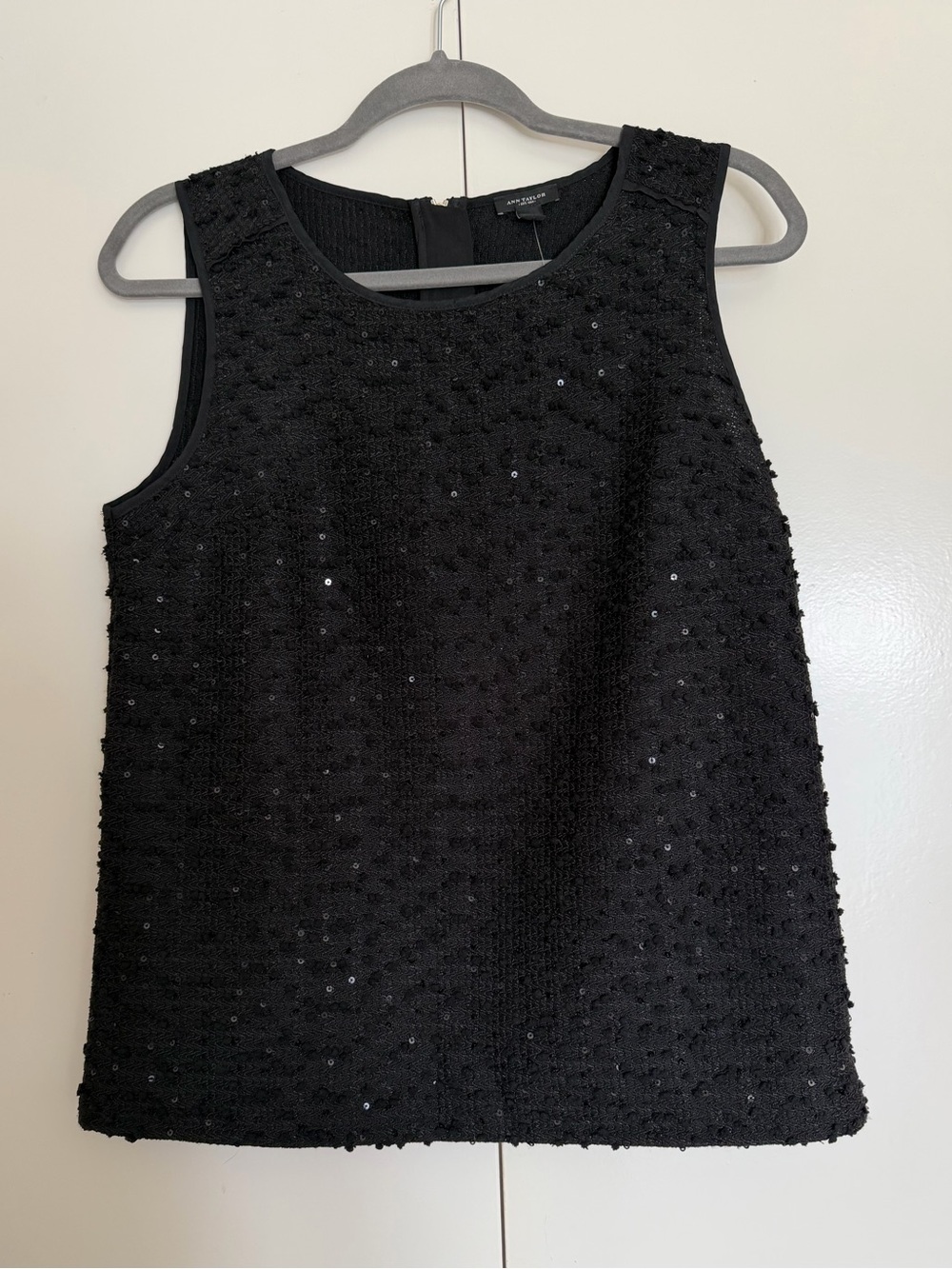 Ann Taylor Black Sequin Embellished Sleeveless Top